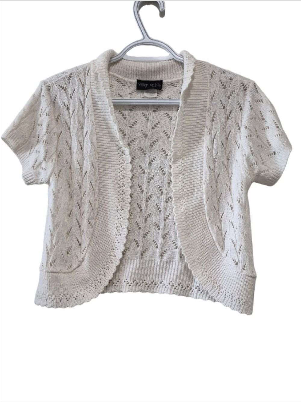 Yom Arts White Knit Cropped Bolero Cardigan Shrug – Size M